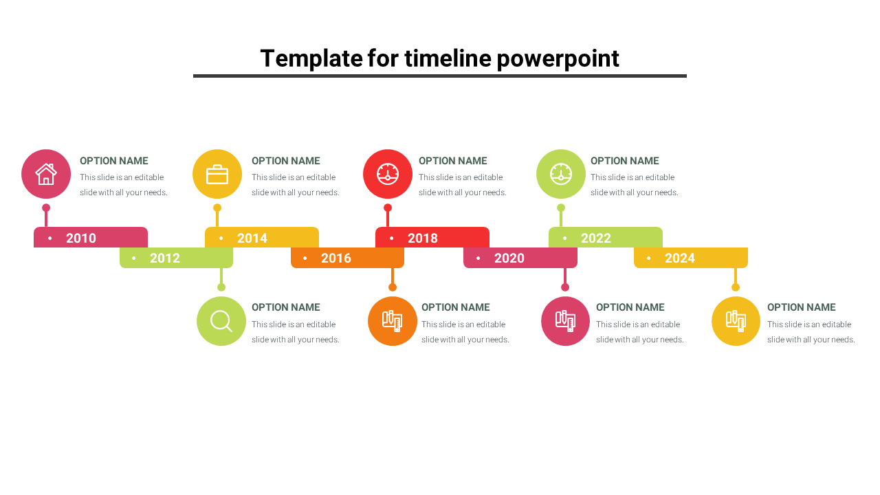 Template for timeline powerpoint -7-multicolor